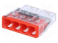 Quick splice; 2273; 24A; 450V; spring clamp; red; L: 16.5mm; ways: 1 WAGO
