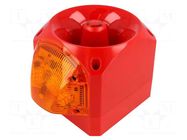 Signaller: lighting-sound; 10÷60VDC; LED; red; IP66; 105dB; ABS KLAXON SIGNALS