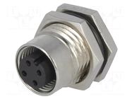 Connector: M12; socket; PIN: 4; female; 250V; IP68; THT; metal; 4A AMPHENOL LTW