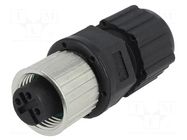 Connector: M12; plug; PIN: 3; female; 250V; straight; IP67,IP68; 4A AMPHENOL LTW