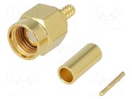 Connector: SMA; plug; male; straight; 50Ω; soldering,crimped; PTFE TE Connectivity