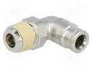 Push-in fitting; angled; nickel plated brass; Thread: BSP 1/4" NORGREN HERION