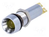 Indicator: LED; recessed; yellow; 24VDC; Ø8.4mm; IP67; connectors SCHURTER