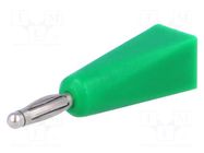 Connector: 2mm banana; plug; 5A; green; soldered,on cable DONAU ELEKTRONIK