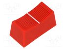 Knob: slider; red; 23x11x11mm; Width shaft 4mm; plastic CLIFF