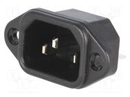 Connector: AC supply; socket; male; 10A; 250VAC; IEC 60320; C14 (E) 