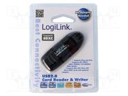 Card reader: memory; USB A plug; USB 2.0; 480Mbps LOGILINK