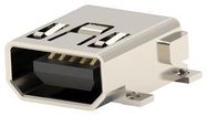 MINI USB CONN, 2.0 TYPE AB, R/A RCPT, 5P