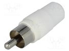 Plug; RCA; male; straight; soldering; white; for cable NINIGI