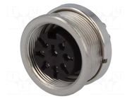 Connector: M16; socket; female; PIN: 8; 5A; 100V; C091A; soldering AMPHENOL