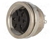 Connector: M16; socket; female; PIN: 7; 5A; 300V; C091A; soldering AMPHENOL