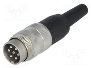 Connector: M16; plug; male; soldering; for cable; PIN: 7; 5A; 300V AMPHENOL