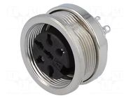 Connector: M16; socket; female; PIN: 6; 5A; 300V; C091A; soldering AMPHENOL
