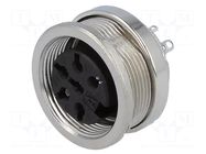 Connector: M16; socket; female; PIN: 6; 5A; 300V; C091A; soldering AMPHENOL