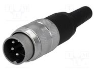 Connector: M16; plug; male; soldering; for cable; PIN: 5; 5A; 300V AMPHENOL