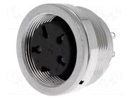 Connector: M16; socket; female; PIN: 4; 5A; 300V; C091D; soldering AMPHENOL