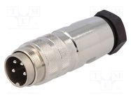 Connector: M16; plug; male; soldering; for cable; PIN: 4; 5A; 300V AMPHENOL