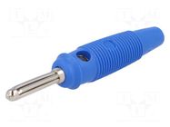 Connector: 4mm banana; plug; 16A; 60VDC; blue; non-insulated; 3mΩ HIRSCHMANN T&M