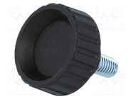 Knob; Ø: 32mm; Ext.thread: M8; 16mm; H: 22mm; polyamide; knurled 