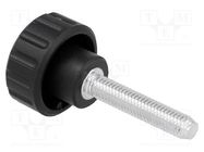 Knob; Ø: 20mm; Ext.thread: M5; 25mm; H: 16mm; polyamide; knurled ELESA+GANTER