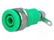 Connector: 4mm banana; socket; 32A; green; nickel plated; 23.5mm AXIOMET