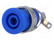 Connector: 4mm banana; socket; 32A; blue; nickel plated; insulated AXIOMET