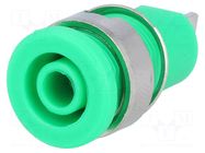 Connector: 4mm banana; socket; 32A; green; nickel plated; 23.5mm AXIOMET