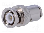 Connector: BNC; plug; male; straight; 75Ω; RG59; clamp,crimped; PTFE 