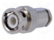 Connector: BNC; plug; male; straight; 50Ω; 3C2V,RG141,RG58; PTFE 