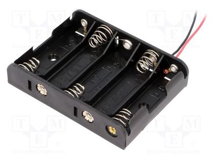 Holder; AA,R6; Batt.no: 5; cables; black; 150mm COMF BH-351A