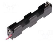 Holder; AA,R6; Batt.no: 4; cables; 150mm; black COMF