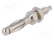 Plug; 4mm banana; 30A; 60VDC; Max.wire diam: 1mm; on panel,screw SCI