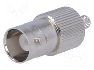 Connector: BNC; plug; female; straight; 50Ω; crimped; for cable; POM AMPHENOL RF