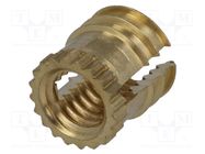 Threaded insert; brass; without coating; M3; BN 1046; L: 4.72mm BOSSARD