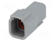 Connector: wire-wire; plug; male; ATM; PIN: 6; IP67; for cable; grey AMPHENOL