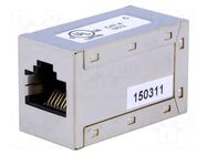Coupler; Cat: 6; shielded; 8p8c; RJ45 socket,both sides DIGITUS