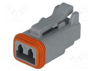Connector: wire-wire; AT; female; plug; for cable; PIN: 2; grey; IP67 AMPHENOL