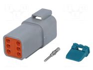 Connector: wire-wire; plug; male; AT; PIN: 6; IP67,IP69K; for cable AMPHENOL