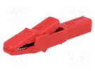 Crocodile clip; 25A; red; Grip capac: max.9.5mm; Socket size: 4mm HIRSCHMANN T&M