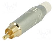 Connector: RCA; plug; male; straight; soldering; grey; gold-plated AMPHENOL