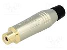 Plug; RCA; female; straight; soldering; grey; gold-plated; 3÷7mm AMPHENOL
