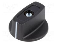 Knob; with pointer; ABS; Øshaft: 6mm; Ø31x16mm; black; Shaft: smooth OKW