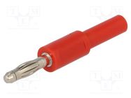 Connector: 4mm banana; adapter; 10A; 70VDC; red; 52mm; 1mΩ ELECTRO-PJP