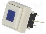 Switch: keypad; Pos: 2; DPDT; 0.1A/30VDC; white; LED; blue; THT; 1.5N HIGHLY ELECTRIC