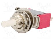 Switch: push-button; Pos: 2; SPDT; 1A/125VAC; 1A/28VDC; ON-ON IC SWITCHES