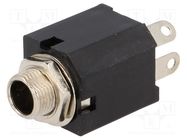 Socket; Jack 6,3mm; mono,interrupting contacts; ways: 2; straight 