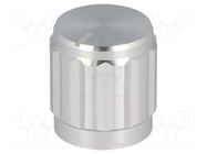 Knob; with pointer; aluminium,thermoplastic; Øshaft: 6mm; silver SR PASSIVES