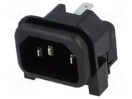 Connector: AC supply; socket; male; 10A; 250VAC; C14 (E); GSP2; IP40 SCHURTER