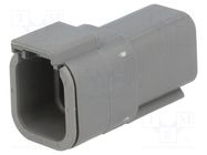 Connector: wire-wire; DTM; male; plug; for cable; PIN: 6; grey; IP68 DEUTSCH