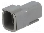 Connector: wire-wire; plug; male; DTM; PIN: 6; IP68; for cable; grey DEUTSCH